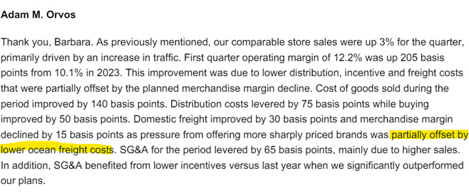 Comment from Ross Stores