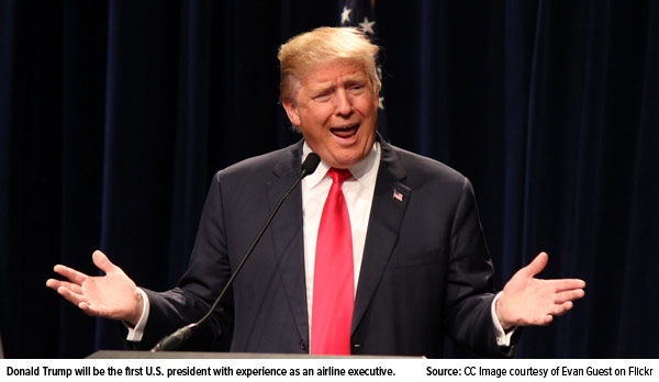 Donald Trump first US president airline executive