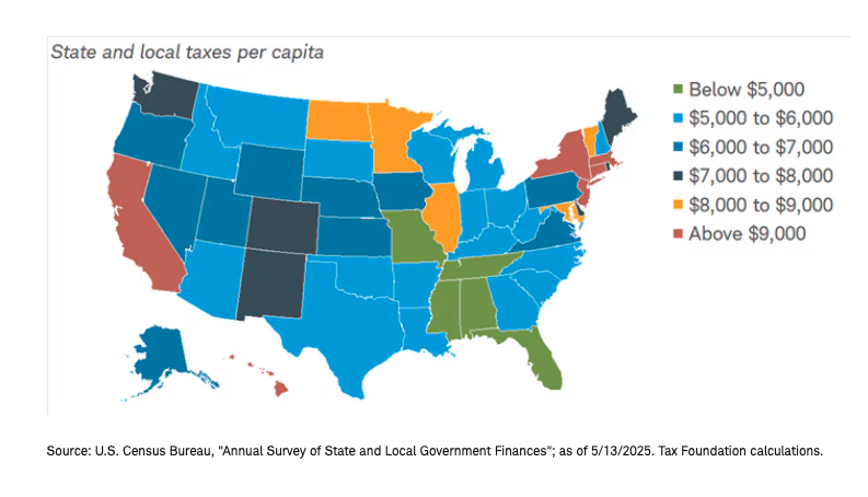 State taxe per capita map