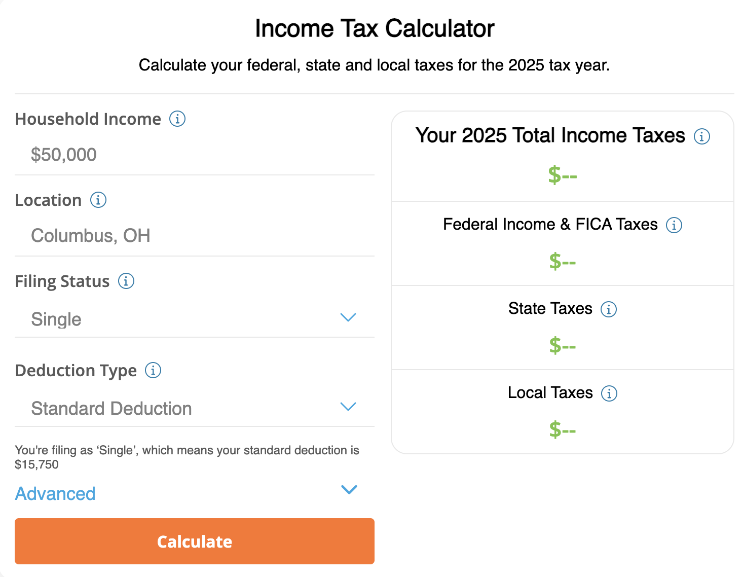 income tax calculator