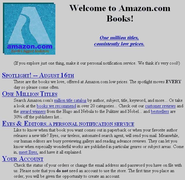 Amazon’s first gateway page