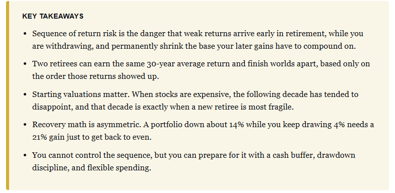 Sequence of market return risk key takeaways