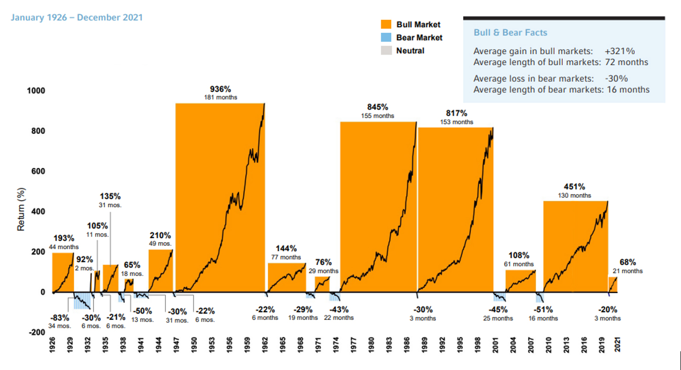 Bull and Bear Market fluctuations chart